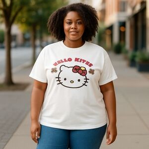 Dumbgood Hello Kitty Graphic T‎ Shirt Men's Size XL Cream Unisex Top Tee NEW NWT